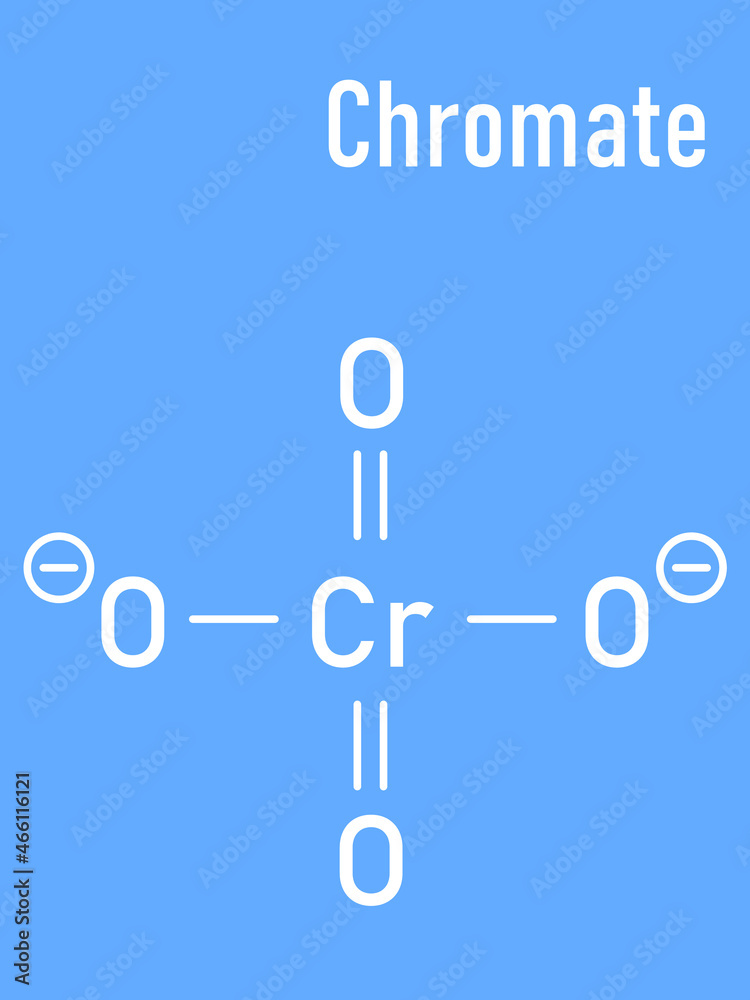 Skeletal formula of Chromate anion, chemical structure. Skeletal formula of Chromate anion, chemical structure.