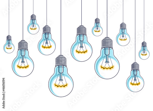 Light bulbs shining beautif...