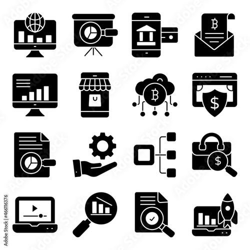 Pack of Business and Data Solid Icons 