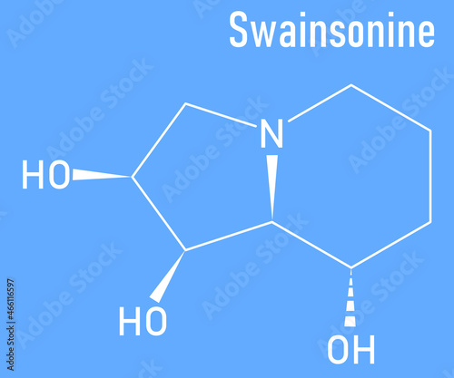 Skeletal formula of Swainsonine locoweed toxin molecule. Present in Astragalus, Oxytropis and Swainsona plant species.