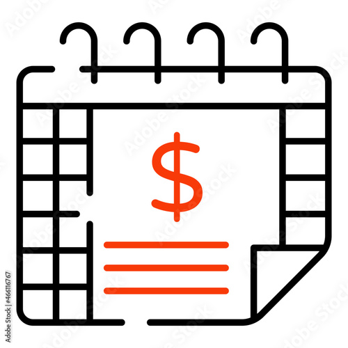 Dollar sign on calendar, concept of payday