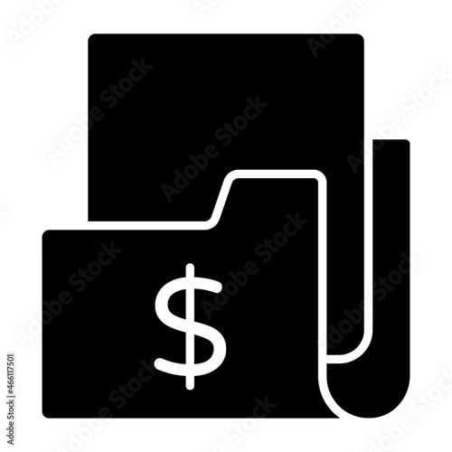 Dollar on document case denoting concept of financial file