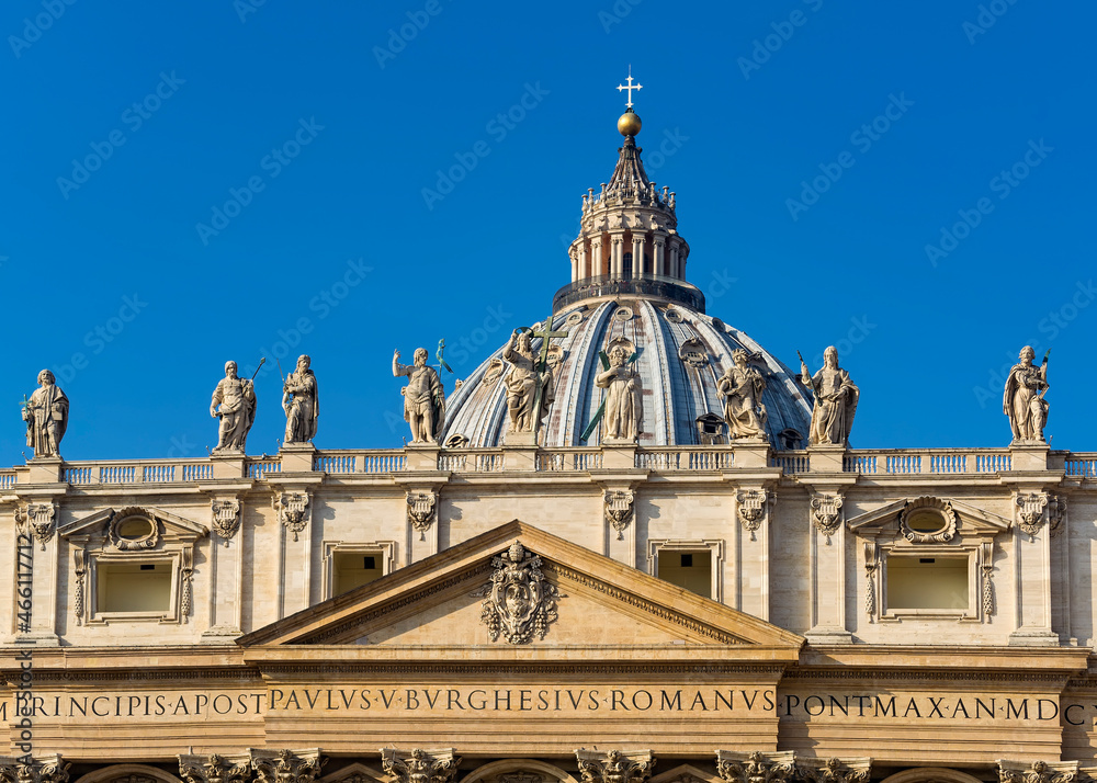 A view of St. Peter's Basilica in the Vatican city, Rome, Italy