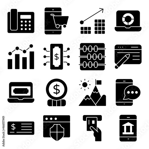 Pack of Business Accessories Solid Icons