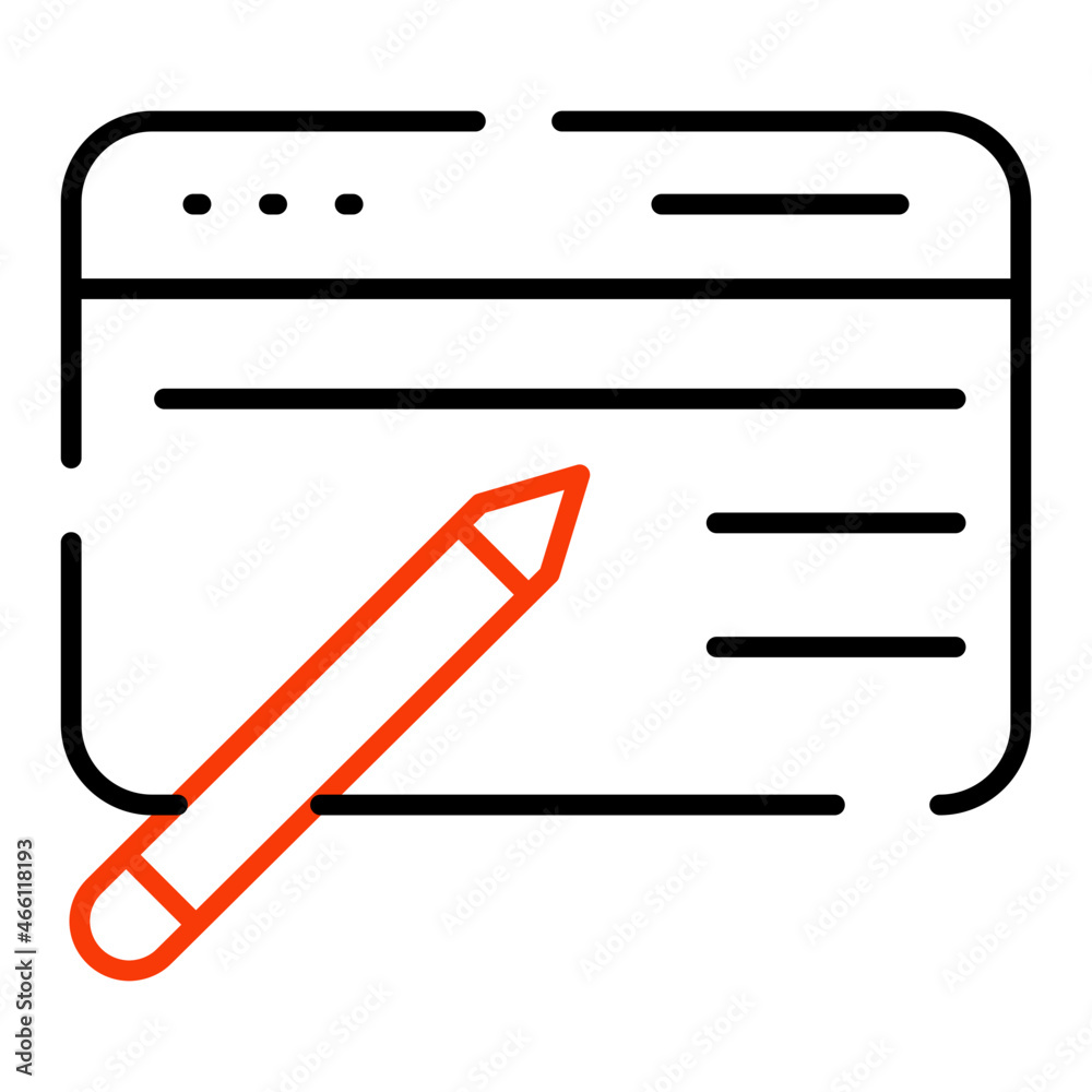 An editable design icon of online content writing An editable design icon of online content writing
