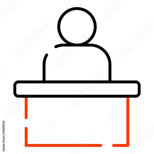 Avatar in front of podium denoting concept of speech