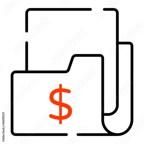 Dollar on document case denoting concept of financial file