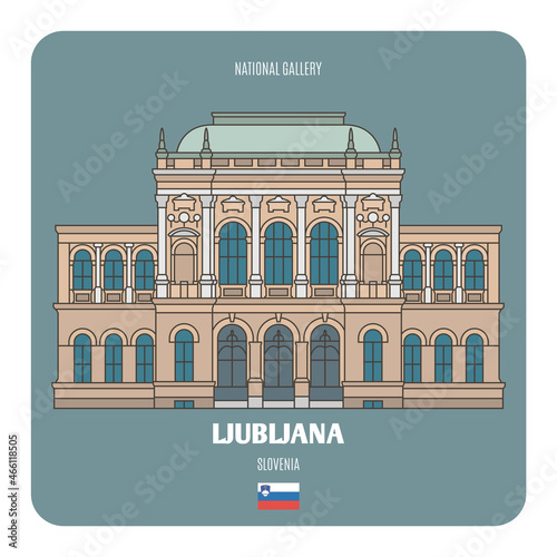 National Gallery in Ljubljana, Slovenia. Architectural symbols of European cities
