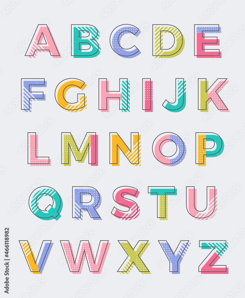 Colorful creative uppercase alphabet vector design. - obrazy, fototapety, plakaty 