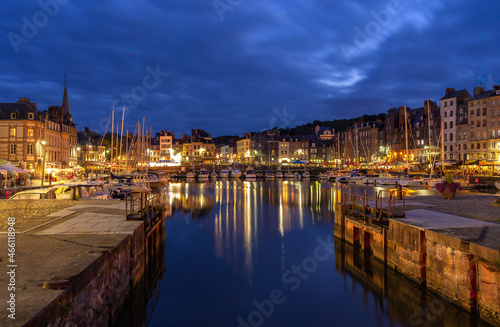  Blue hour scene at historical port of Honfleur  a french commune in the Calvados