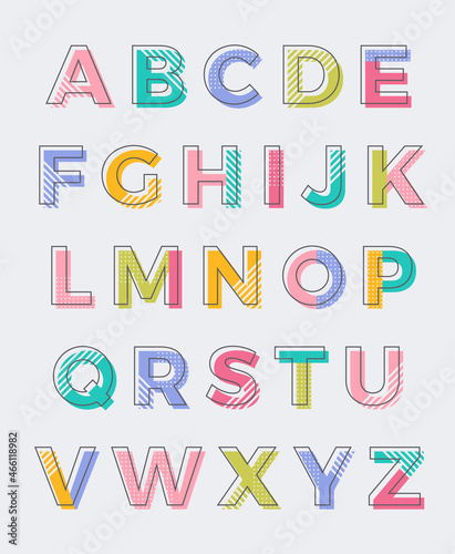 Colorful creative uppercase alphabet vector design.