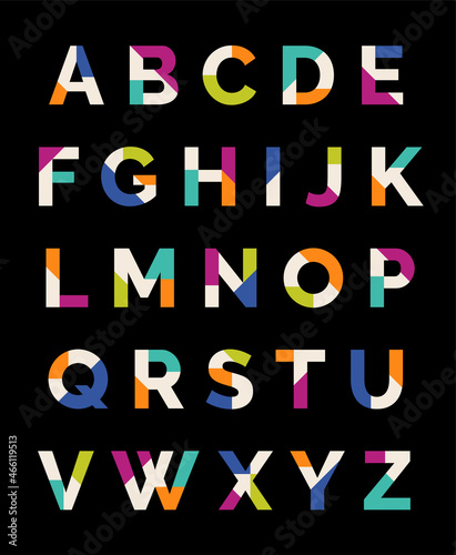 Colorful creative uppercase alphabet vector design.