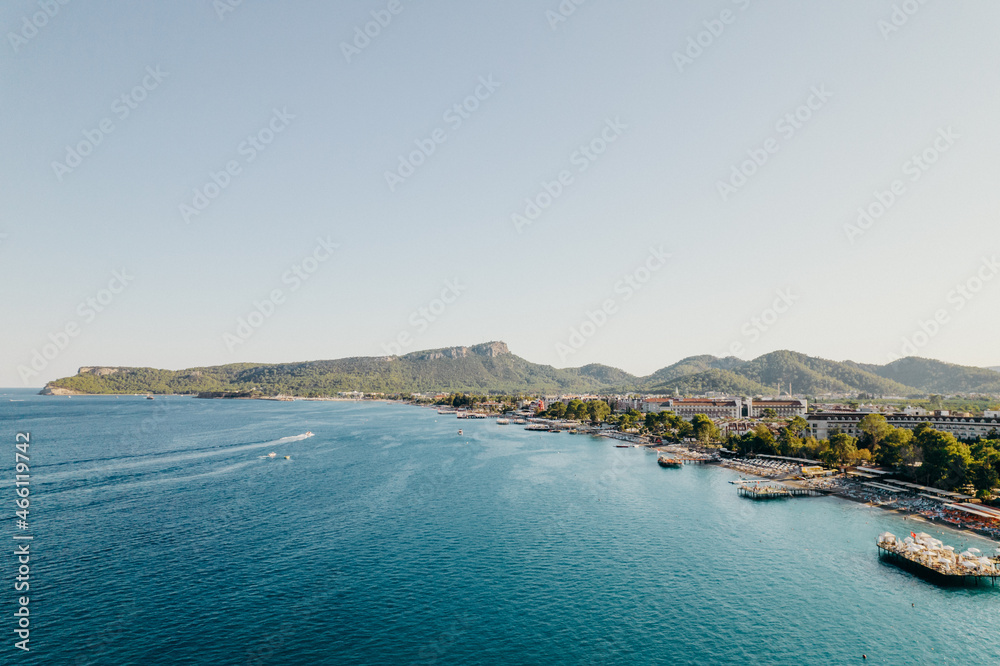 Aerial photography at sunset in Turkey, Kemer city