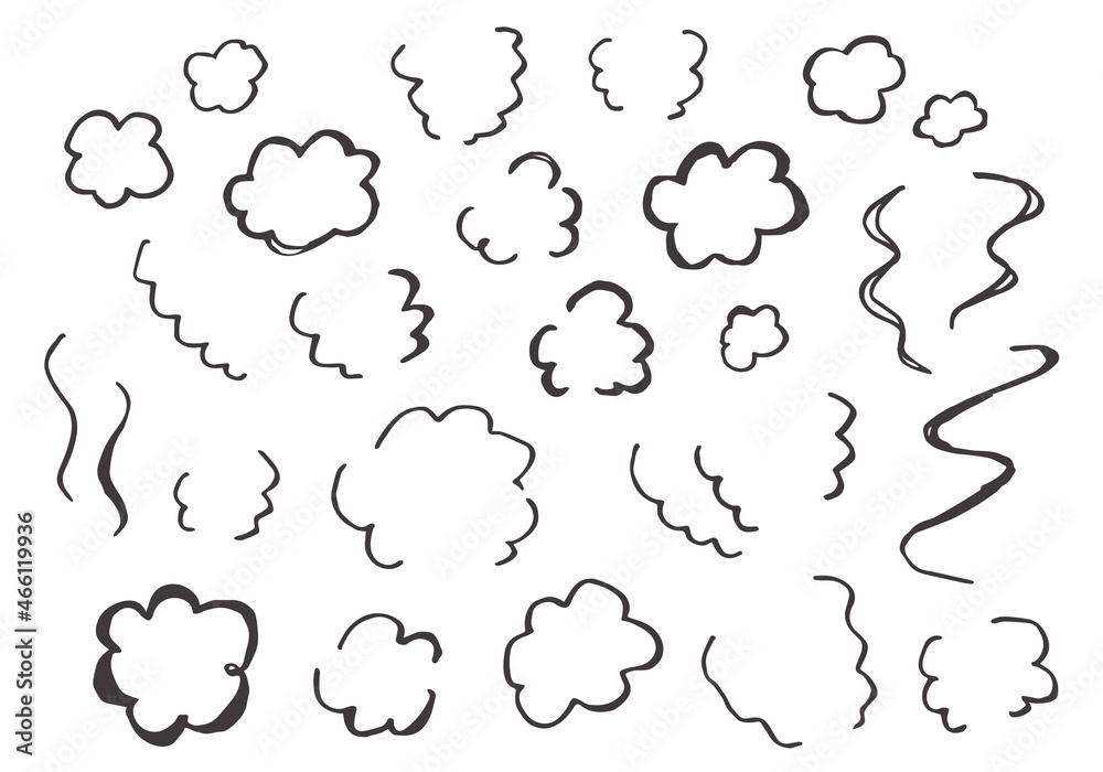 いろんな手描きの湯気イラストセット いろんな手描きの湯気イラストセット
