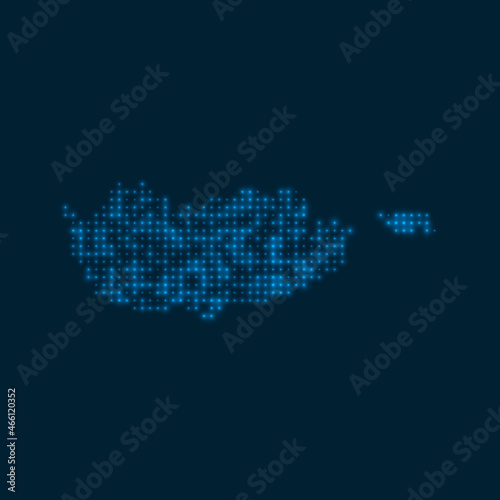 Cyprus dotted glowing map. Shape of the country with blue bright bulbs. Vector illustration.