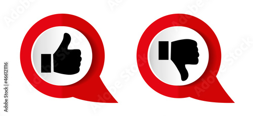Thumbs up and thumbs down Icons - Like and Dislike. Vector illustration