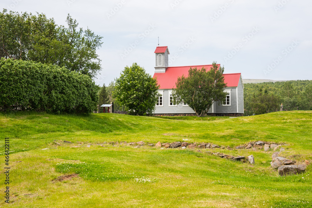 Fototapeta premium The old church of Reykholt in Borgarfjordur in Iceland