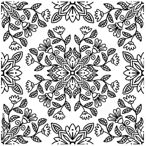 Mandala seamless pattern background with floral ornament.