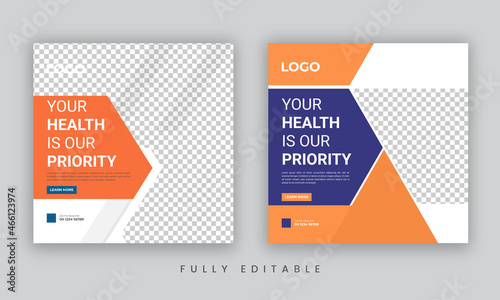 Medical healthcare social media or Medical & healthcare Instagram post template