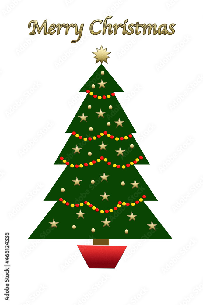 Christmas tree illustration, with Merry Christmas greeting