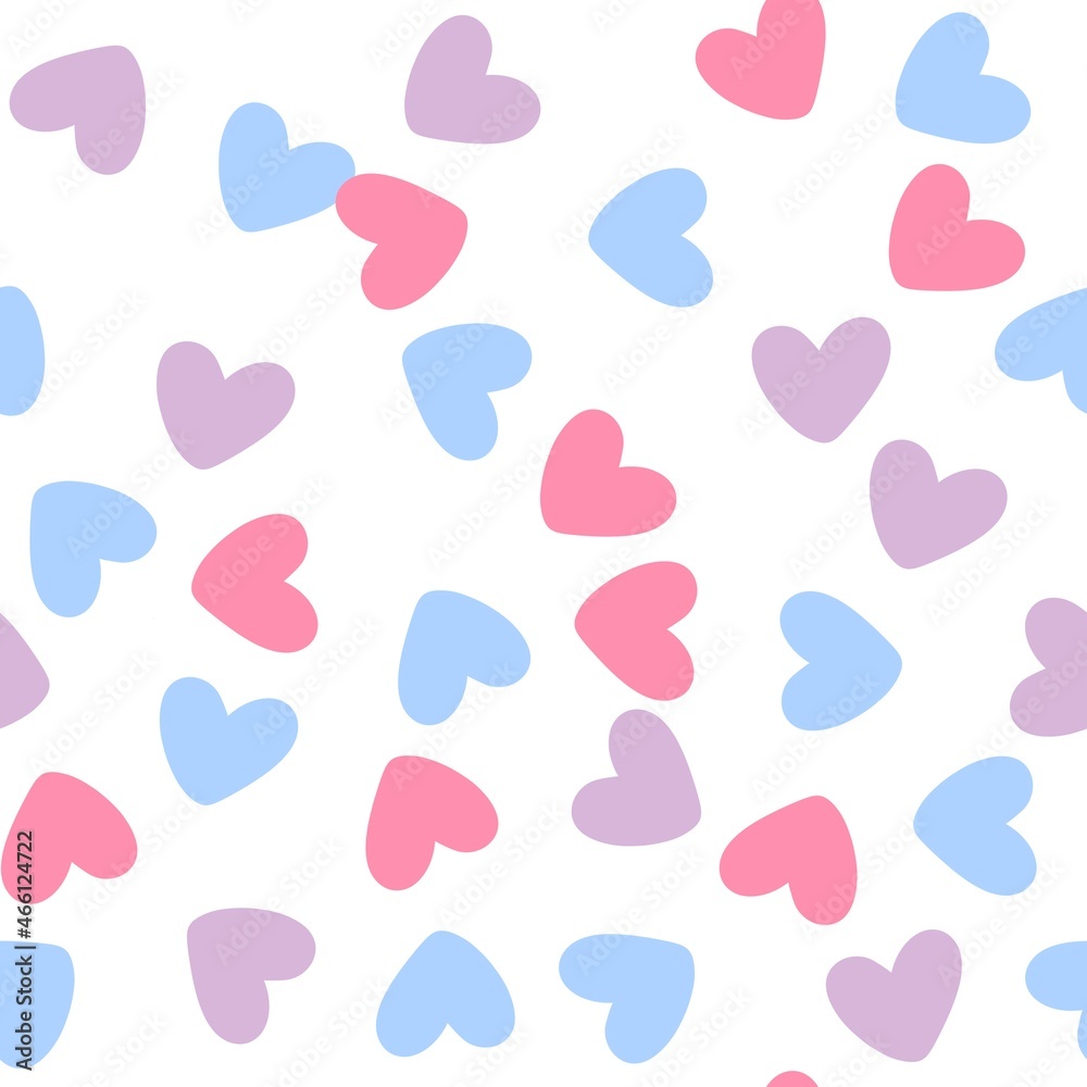Seamless valentines pattern with hearts on white background 