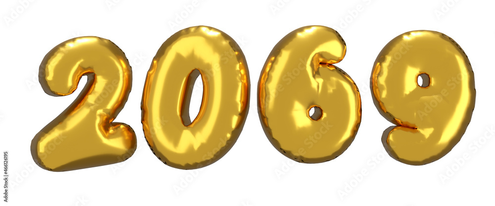 2069 text made with 3D illustration technique 2069 text made with 3D illustration technique