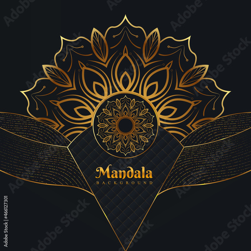 Realistic luxury mandala design vector premium