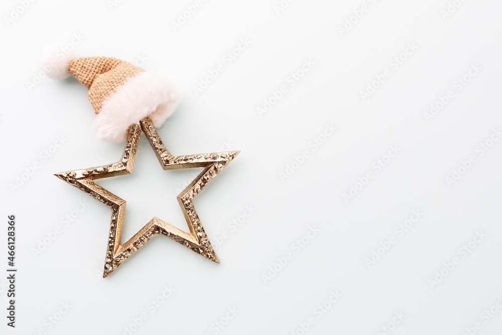 Christmas star, decor on pastel blue background. Christmas star, decor on pastel blue background.