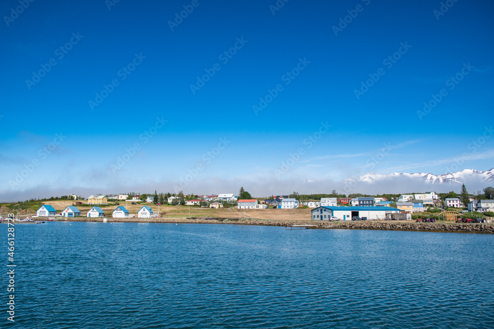 Fototapeta premium Coastline of Island of Hrisey in Eyjafjordur in Iceland