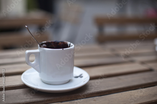 cup of cioccolate on wooden table