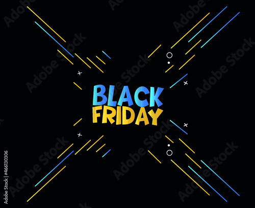 Black Friday Design Vector day 29 November Holiday advertising abstract Sale Yellow And Blue illustration with Balck background photo