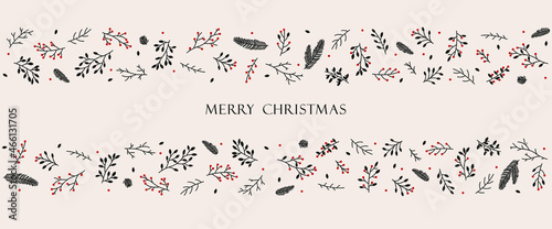Christmas Card Banner Cute Hand Drawn Pattern Wallpaper Holiday