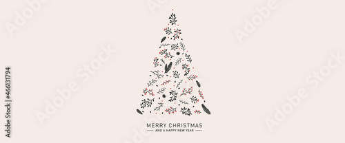 Christmas Tree Wallpaper Background Banner New Year Vector