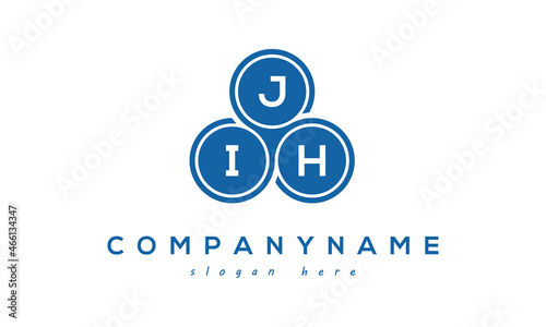 JIH three letters creative circle logo design with blue