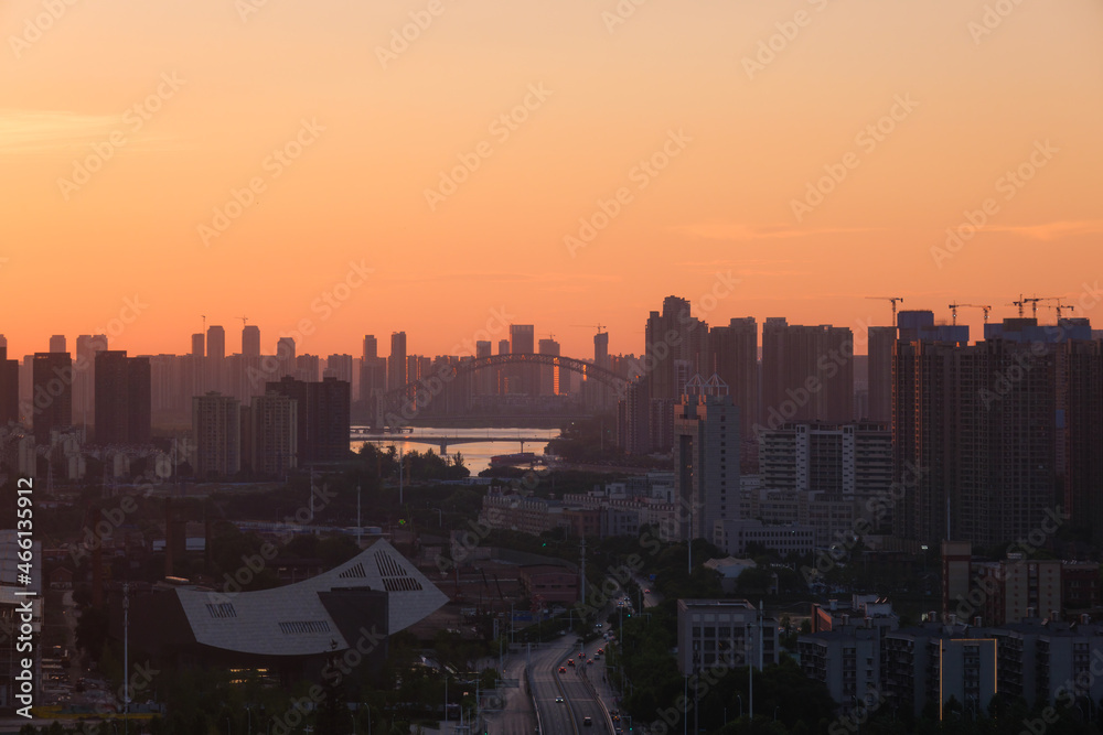 Wuhan city skyline scenery in Hubei, China