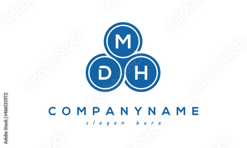 MDH three letters creative circle logo design with blue photo