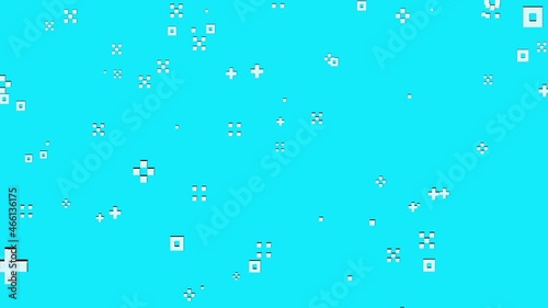 8 bit pixel art with falling snow. Loop 20-seconds. 
