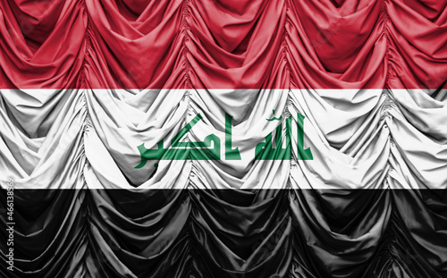 Flag of Iraq on the wavy drape. 3D illustration