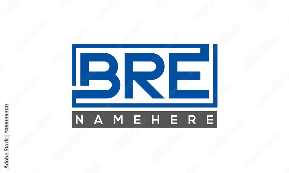 BRE Letters Logo With Rectangle Logo Vector BRE Letters Logo With Rectangle Logo Vector