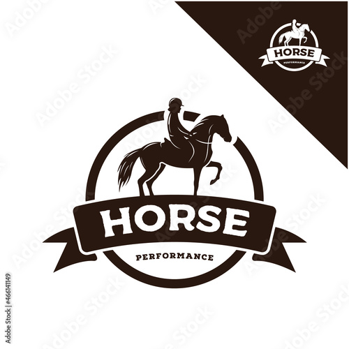 vintage horse racing logo,Silhouette of racing horse with jockey. Equestrian sport
