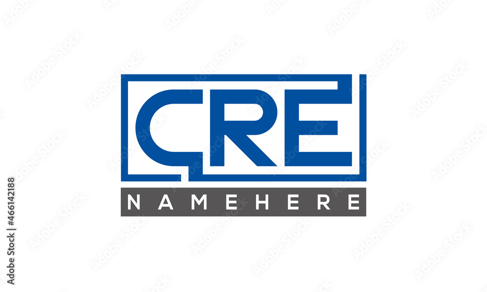 CRE Letters Logo With Rectangle Logo Vector CRE Letters Logo With Rectangle Logo Vector