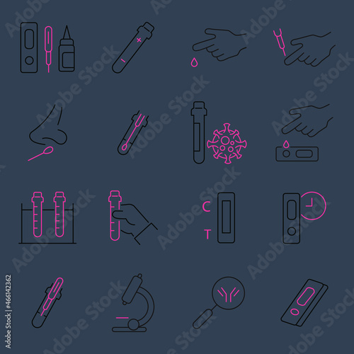 Coronavirus tes icons set. Coronavirus tes pack symbol vector elements for infographic web