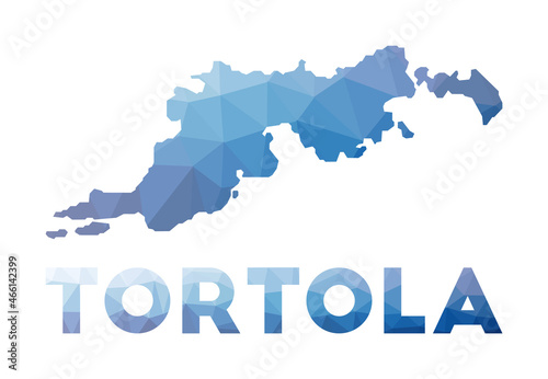Low poly map of Tortola. Geometric illustration of the island. Tortola polygonal map. Technology, internet, network concept. Vector illustration. photo