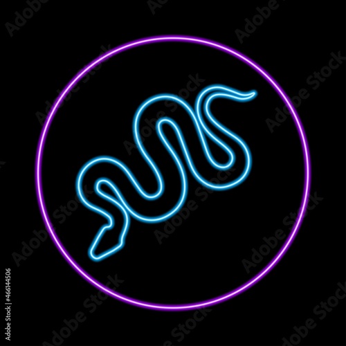 Snake neon sign, modern glowing banner design, colorful modern design trends on black background. Vector illustration.