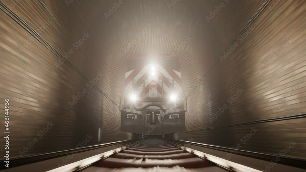 Seamless looping animation of the train going through the old underground tunnel