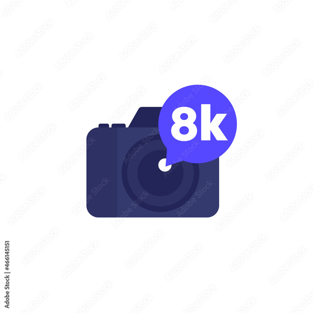 8k video camera icon, flat vector 8k video camera icon, flat vector