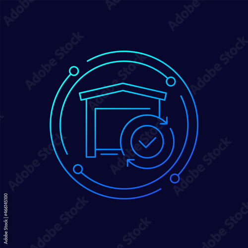 warehouse or depot line icon, vector