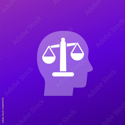 Rationality, rational thinking icon with a head