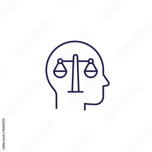 Rational thinking or rationality line icon
