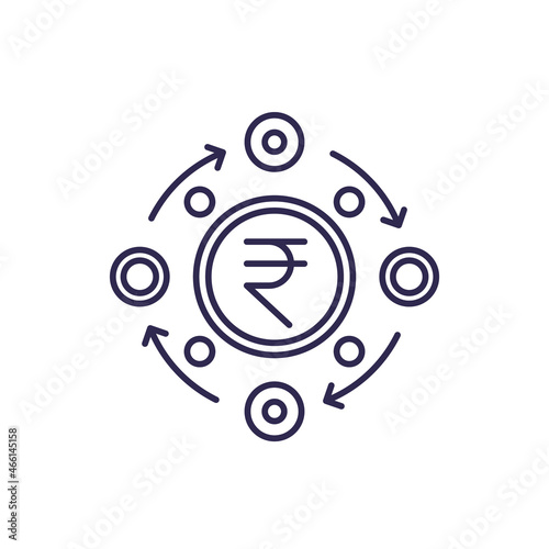 rupee exchange, money line icon